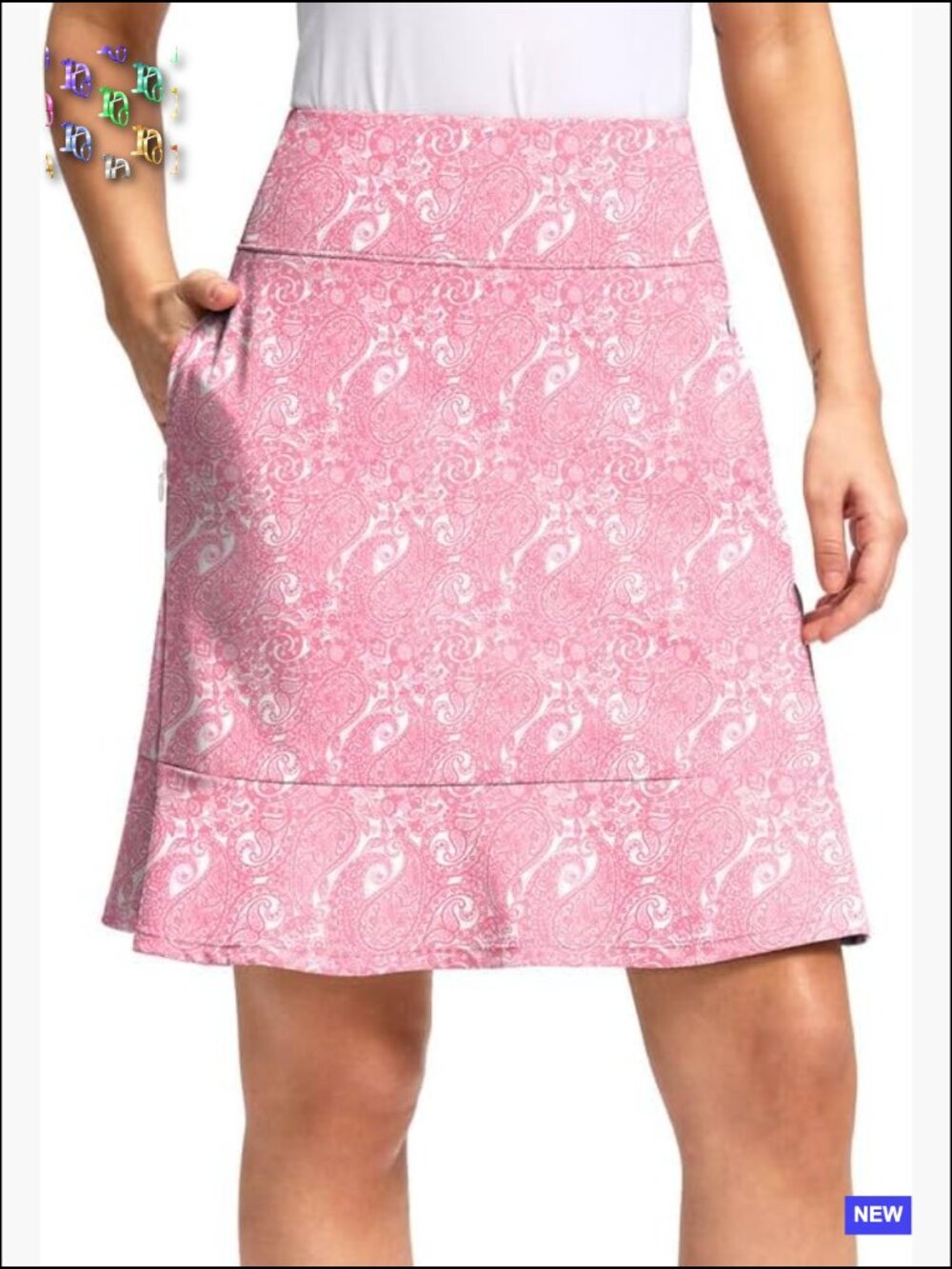 Women's Athletic Skort with Pockets High Waisted Knee Length Golf Tennis Skirt